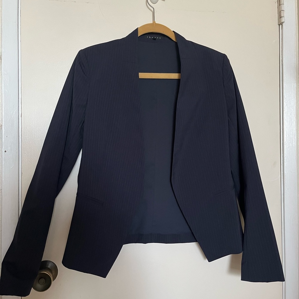 Theory navy pinstripe blazer